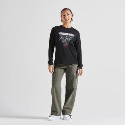 Women T-Shirts - Jordan Graphic Flight Long Sleeve Tee - Black-White