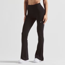 Women Leggings - Nike Chill Knit Mini-Rib Flared Leggings - Black-Sail