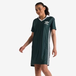 Women Dresses - adidas Adicolor 3-Stripes Pinstripe Dress - Mineral Green