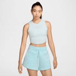 Women T-Shirts - Nike Chill Knit Crop Ribbed Tank Top - Glacier Blue