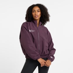 Women Jackets - New Balance Blocked Graphic Woven Jacket - Linen-Plum Brown