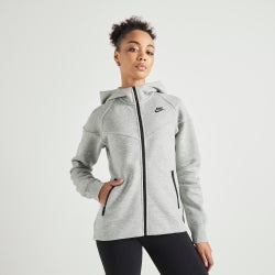 Women Hoodies - Nike Tech Fleece Oversized Full-Zip Hoodie - Dark Grey Heather