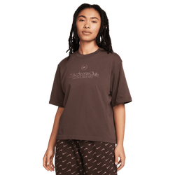 Women T-Shirts - Nike Heritage Boxy Tee - Baroque Brown-Smokey Mauve