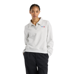 Women Sweatshirts - New Balance Polo Sweatshirt - Ash Heather