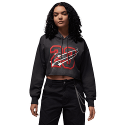 Women Hoodies - Jordan Flight Fleece Women's Cropped Satin-Lined Hoodie - Off Noir