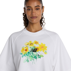 Women T-Shirts - New Balance Watercolor Yellow Boxy T-shirt - White