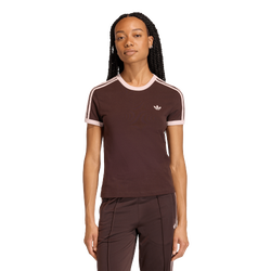 Women T-Shirts - adidas 3 Stripes Slim Tee - Aurora Coffee-Sandy Pink