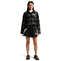 Women T-Shirts - Nike Sportswear Prep Long Sleeve Top - Dk Smoke Grey-Black