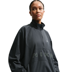 Women Jackets - Nike Sportwear Oversized 1/4-Zip Jacket - Black-Black-Chalk