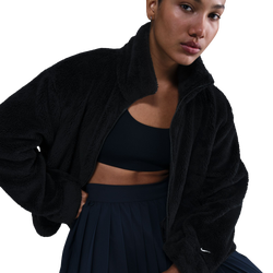 Women Jackets - Nike Essential Sherpa Jacket - Black-Sail