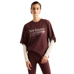 Women T-Shirts - New Balance Trackside Oversized T-Shirt - Cherry Leather