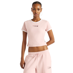 Women T-Shirts - New Balance Trackside Ringer T-Shirt - Pink Chalk (Phk)