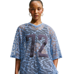 Women T-Shirts - Nike Chill Lace Tee - Work Blue-Gridiron-White