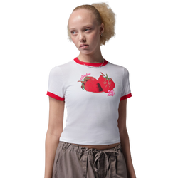 Women T-Shirts - Jordan Strawberry Ringer Tee - White-University Red
