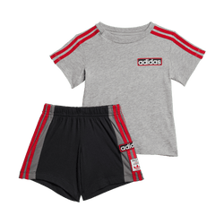 Infants Tracksuits - adidas 2-4 Year Old Adibreak Short Tee Set - Black-Scarlett-Grey Heather