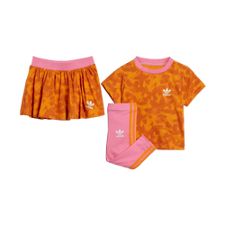 Infants Tracksuits - adidas 2-4 Year Old Summer All-over Print Skirt Tee Set - Bright Orange-Pink Fusion