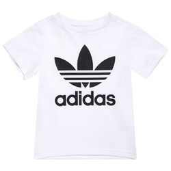 Pre School T-Shirts - adidas 4-8 Year Old Trefoil Tee - White-Black