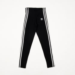 Grade School Leggings - adidas 3 Stripes - Black-White-White