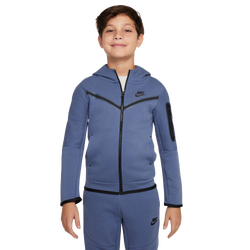 Grade School Hoodies - Nike 8-15 Year Old Tech Fleece Full-Zip Hoodie - Diffused Blue-Black