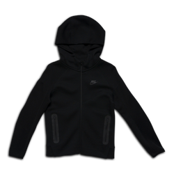 Grade School Hoodies - Nike 8-15 Year Old Tech Fleece Full-Zip Hoodie - Black-Black-Black