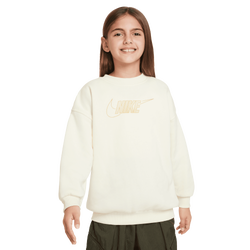 Grade School Sweatshirts - Nike Sportswear Club Fleece Top - Coconut Milk-Mtllc Gold