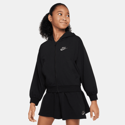 Grade School Hoodies - Nike Club Crop - Black-Flat Pewter