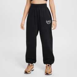 Grade School Pants - Nike Sportswear Club Fleece Girls' Loose Trousers - Black-White