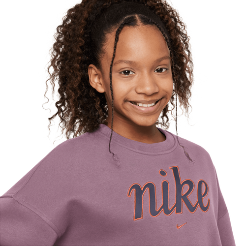 Nike Sportswear Club Fleece Girls' Boxy Crew-Neck Sweatshirt Image 3 of 3. Tap to open photo gallery.