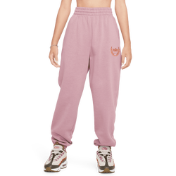 Grade School Pants - Nike Sportswear Club Fleece Girls' Loose Trousers - Plum Dust-Wild Mango