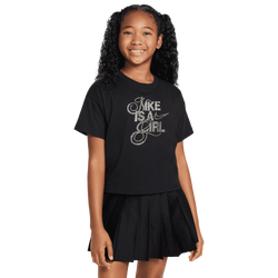 Grade School T-Shirts - Nike 8-15 Year Old Graphic Swoosh Tee - Black-Black