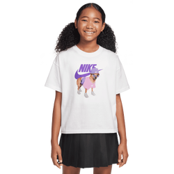 Grade School T-Shirts - Nike 8-15 Year Old Graphic Swoosh Tee - White-Purple