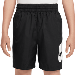 Grade School Shorts - Nike Sportswear Club Big Kids' 6" Woven Shorts - Black-White