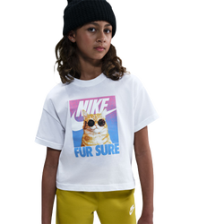 Grade School T-Shirts - Nike Cat Tee - White-White