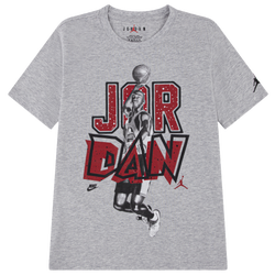 Grade School T-Shirts - Jordan Big Kids Utility Tee - Lt Grey Heather-Lt Grey Heather