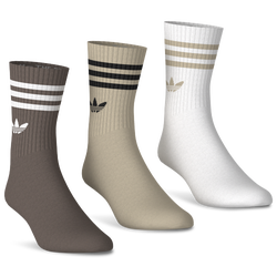 Unisex Socks - adidas Trefoil Crew Socks 3Pk - Earth Strata-Stone Khaki-White