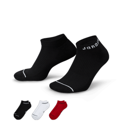 Unisex Socks - Jordan Cush Poly No-show 3 Pack - Black-White-Gym Red