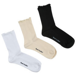 Unisex Socks - Foot Locker Rib Ruffle Crew Socks 3Pk Small (2-8) - White-Black-Ivory