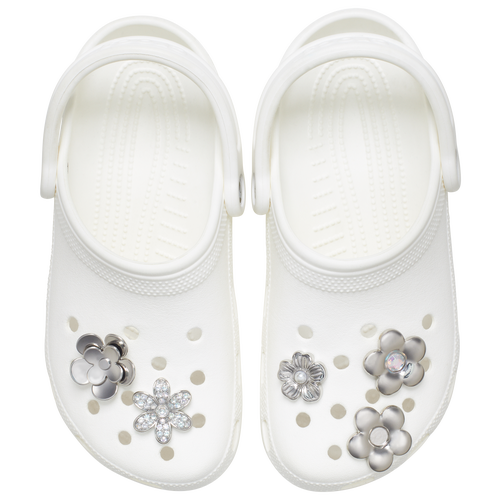Crocs Jibbitz Monochrome Slvr Flwrs 5 Pack Image 3 of 3. Tap to open photo gallery.