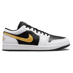 Men Shoes - Jordan 1 Low - White-Metallic Gold-Black