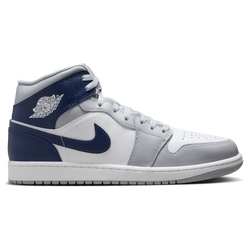 Men Shoes - Jordan 1 Mid - White-Midnight Navy-Wolf Grey