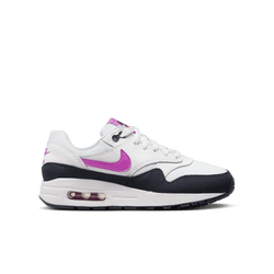 Grade School Shoes - Nike Air Max 1 - White-Fuchsia Dream-Dk Obsidian