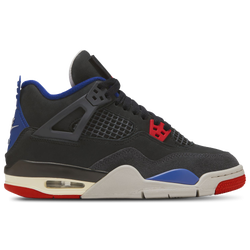 Grade School Shoes - Jordan 4 Retro - Black-Fire Red-Deep Royal Blue