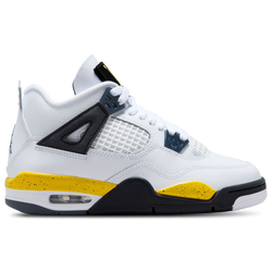 Grade School Shoes - Jordan 4 Retro - White-Tour Yellow-Dark Blue Grey