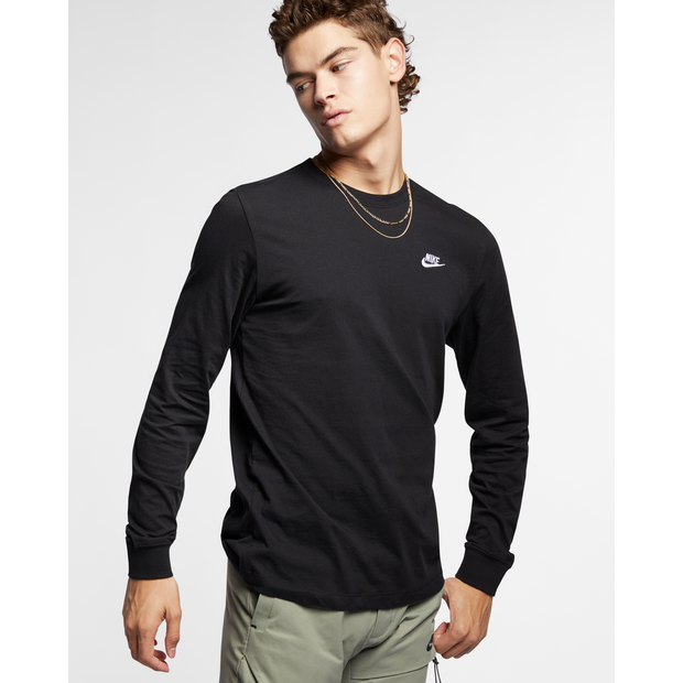 Nike Club  Longsleeve - Heren T-Shirts - Black - 100% Katoen - Maat XS - Foot Locker