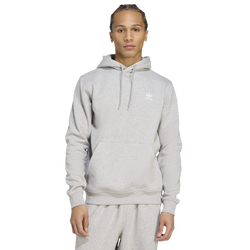 Men Hoodies - adidas Trefoil Essentials Fleece Hoodie - Medium Grey Heather-White