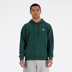 Men Hoodies - New Balance Small Logo Brushed Fleece Hoodie - Green-White