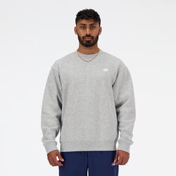 Men Sweatshirts - New Balance Small Logo Brushed Fleece - Ash Heather-White