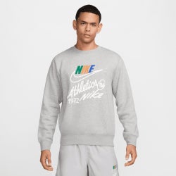 Men Sweatshirts - Nike Club Fleece Futura Crew - Dk Grey Heather-Lt Smoke Grey-Multi