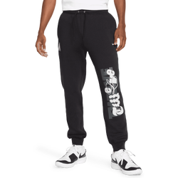 Men Pants - Nike Ja Morant Fleece Basketball Jogger Pants - Black-Light Silver