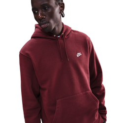Men Hoodies - Nike Club Fleece Pullover Hoodie - Dark Team Red-Dark Team Red-White